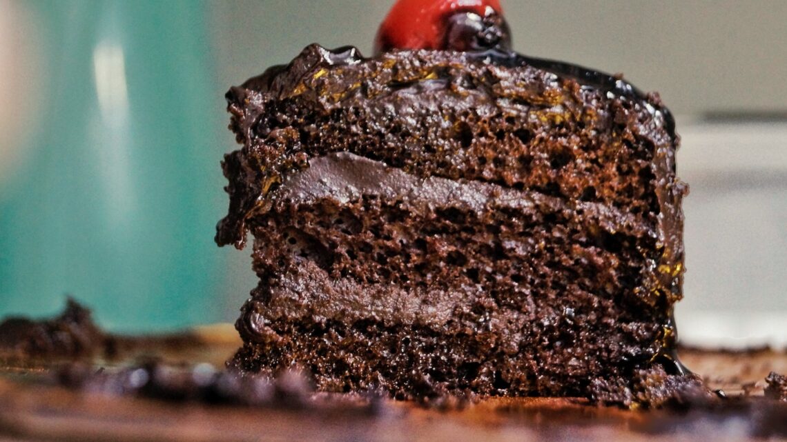 chocolate cake with chocolate syrup